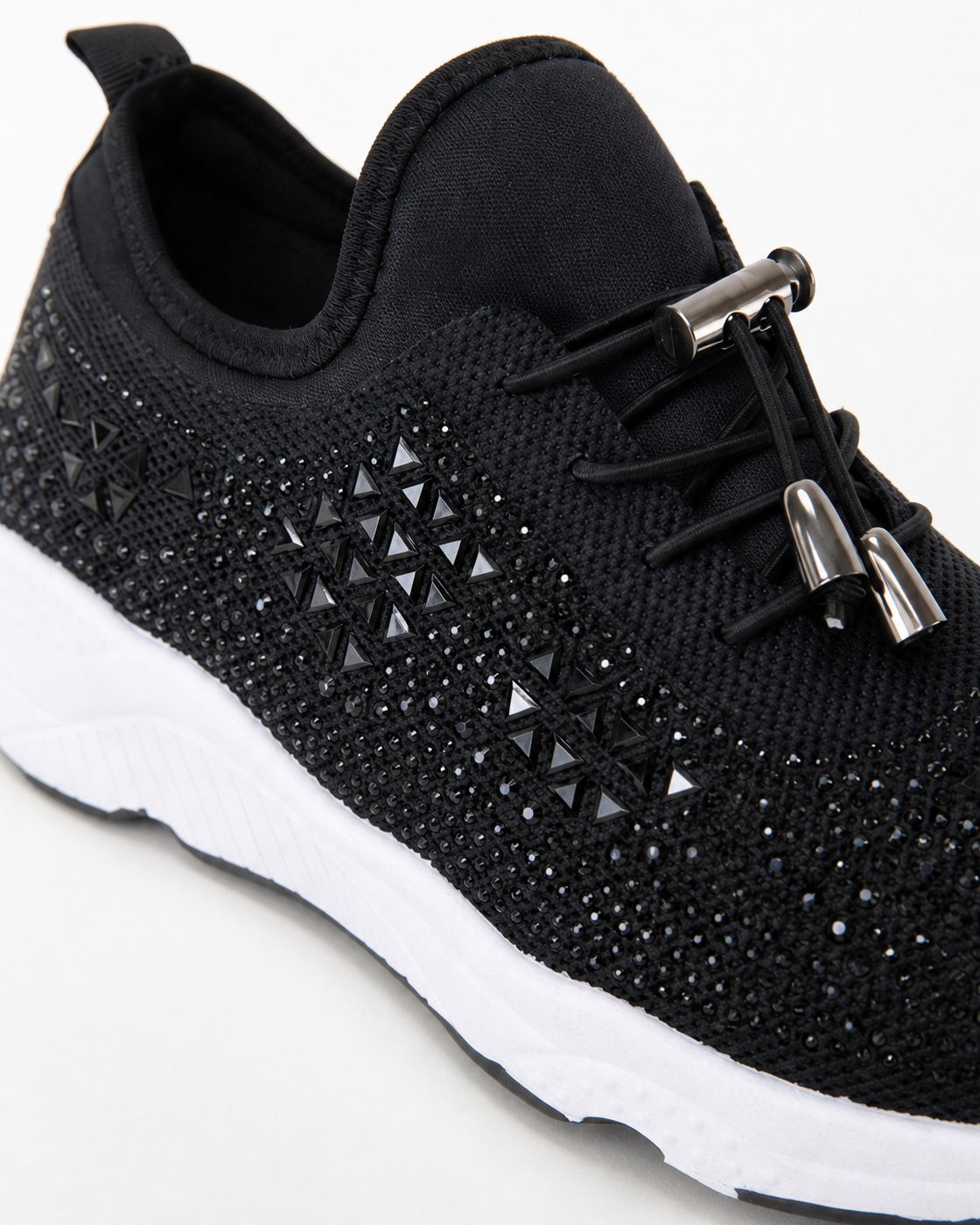 Close view of Everyday's soft knit, crystal detail, and one-touch toggle